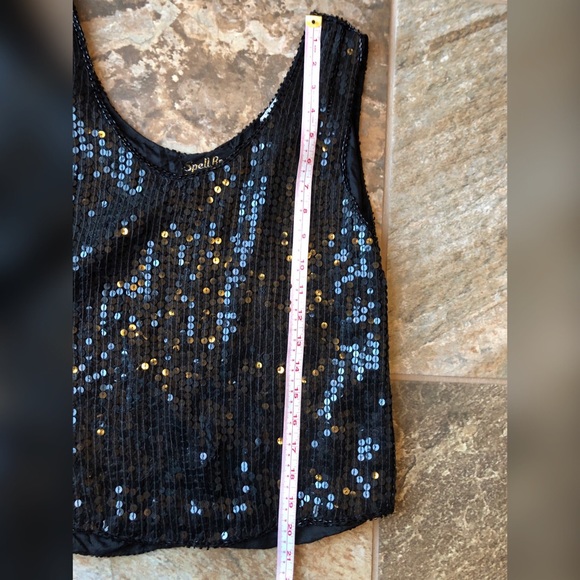 Vintage 100% silk black sequin tank top - Picture 7 of 8